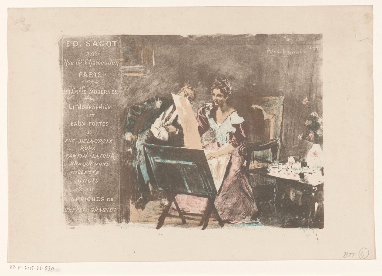 Visitenkarte des Kunsthändlers Edmond Sagot in Paris von Alexandre Lunois