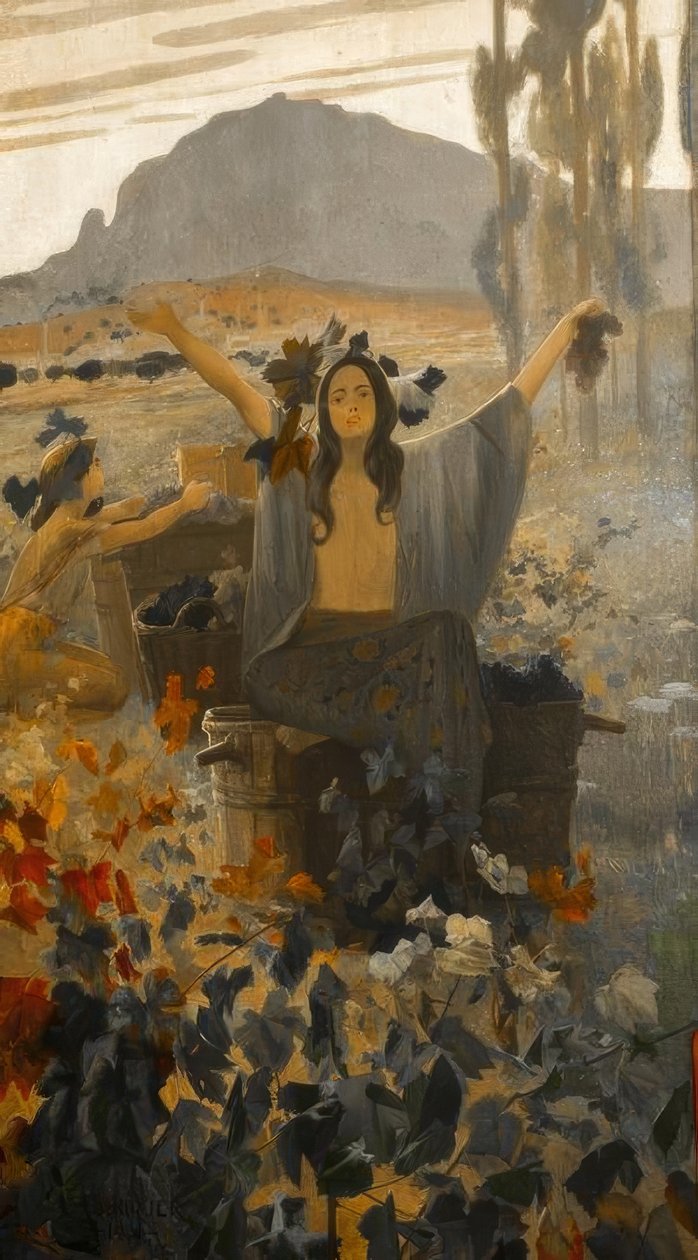 Wandmalereien (Symbolisten), Hausmuseum Alegre de Sagrera, Terrassa. von Alexandre de Riquer