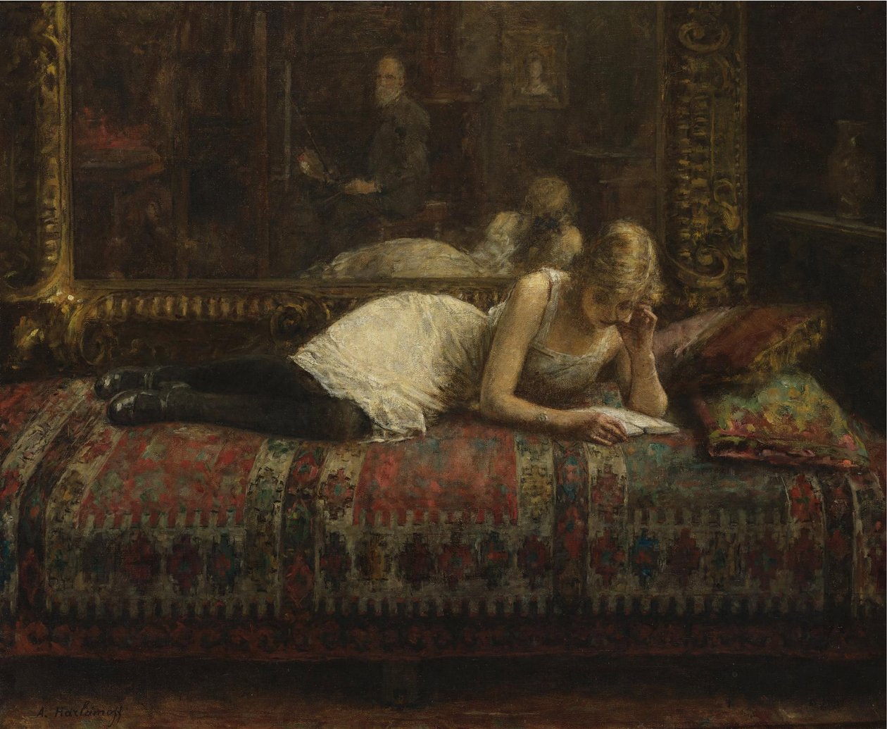Der Künstler und sein Modell - Harlamov, Alexei Alexeyevich - 1875 - Private Sammlung von Alexei Alexevich Harlamoff