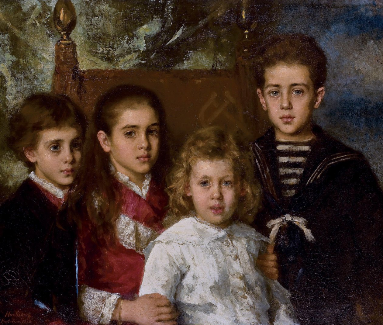 Porträt der Kinder von Paul Pavlovich Demidoff, 2. Prinz von San Donato 1839-1885, Avrora, A von Alexei Alexeyevich Harlamov