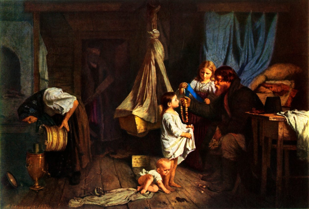 In einem Bauernzimmer von Alexei Ivanovich Korzukhin