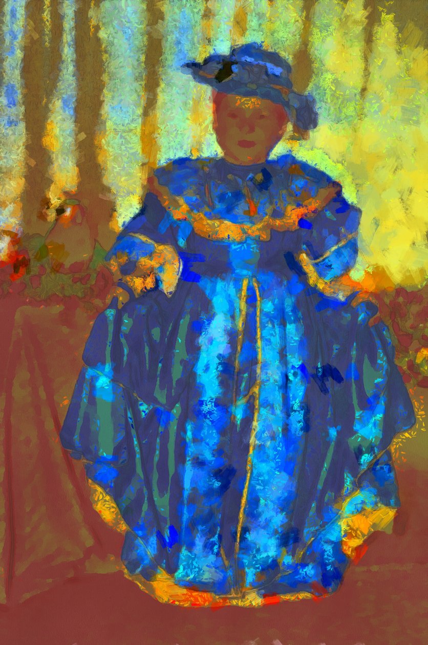 Mädchen im blauen Kleid und Hut, 2020 von Alexei Makhov