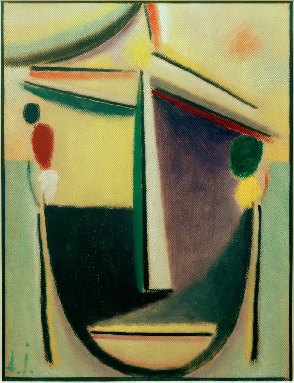 Abstrakter Kopf: Schwarz-Gelb-Violett von Alexej von Jawlensky
