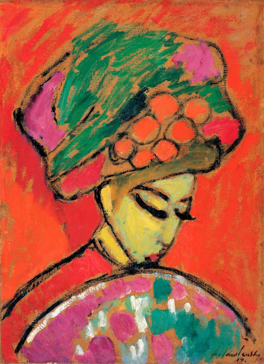 Mädchen mit einem Blumenhut von Alexej von Jawlensky