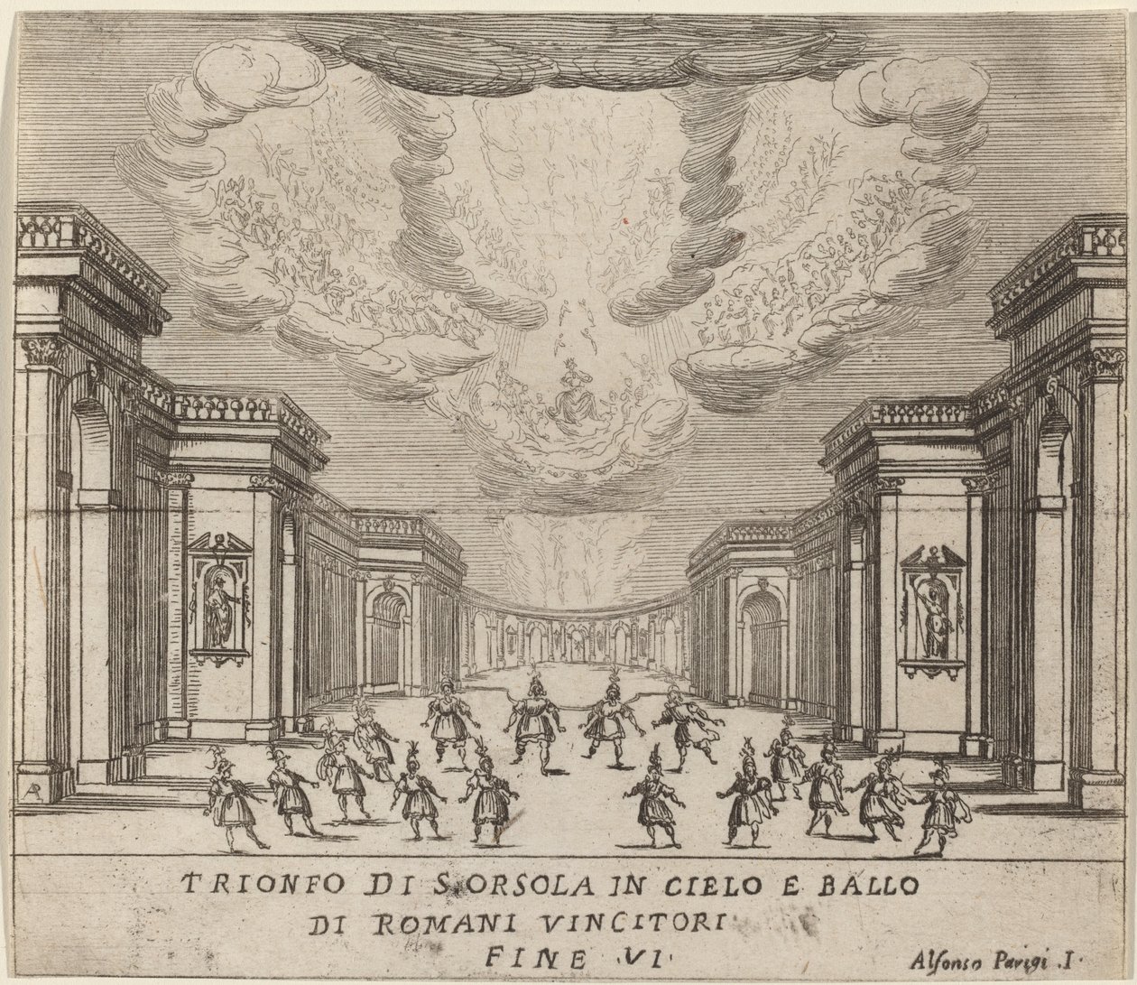 Der Triumph der Heiligen Ursula im Himmel und die römischen Eroberer von Alfonso Parigi II