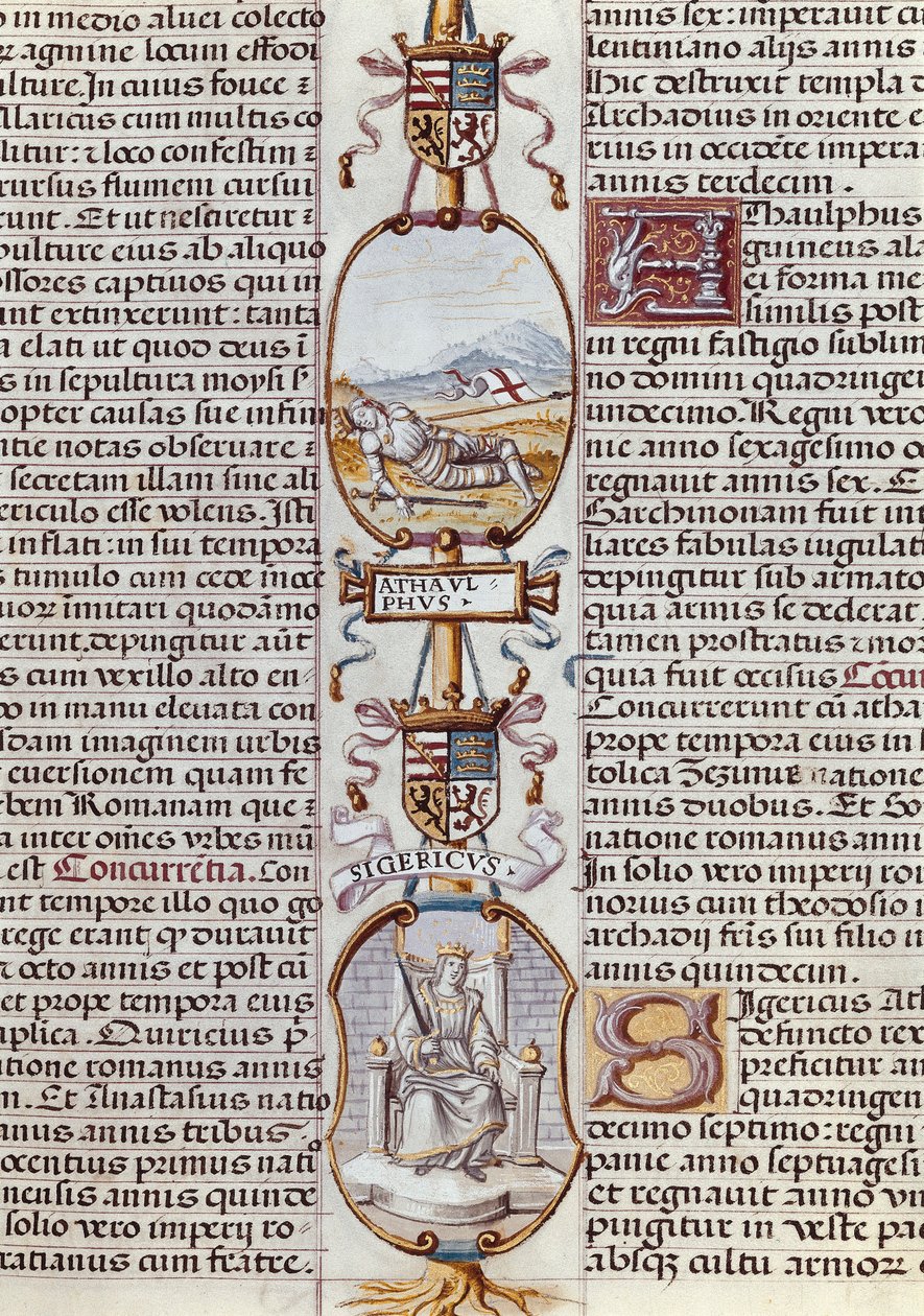 Darstellung der Westgotenkönige Athaulf und Sigeric, aus "Genealogía de los reyes de España" von Alonso de Cartagena von Alfonso de Cartagena