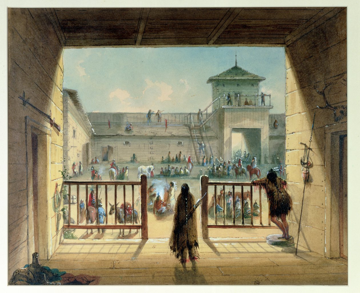 Innenansicht von Fort Laramie, 1858-60 von Alfred Jacob Miller