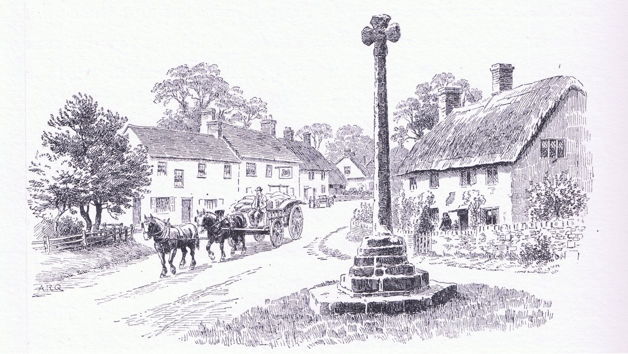 Crowcombe Cross, Somerset, aus The Cottages and the Village Life of Rural England, veröffentlicht von Dent & Sons Limited, 1912 von Alfred Robert Quinton