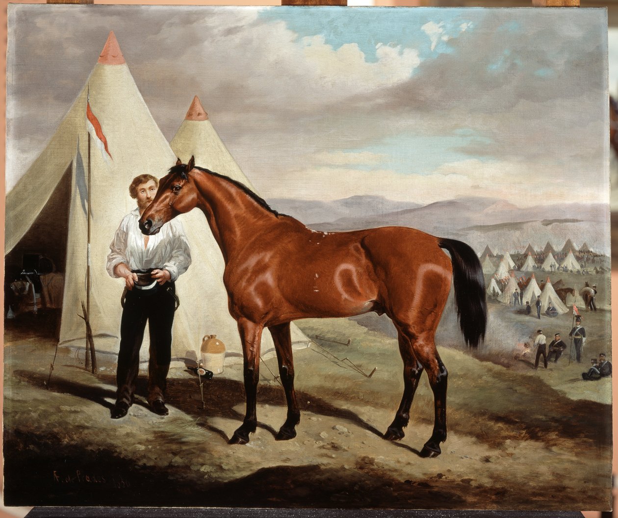 Sir Briggs, Pferd von Lord Tredegar (1831-1913) der 17. Lancers, im Lager auf der Krim 1854, 1856 von Alfred de Prades