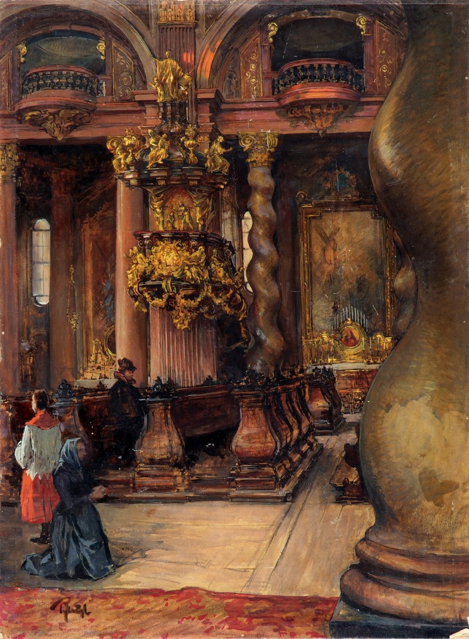 Das Innere der Universitätskirche in Wien von Alfred Edler von Pflügl