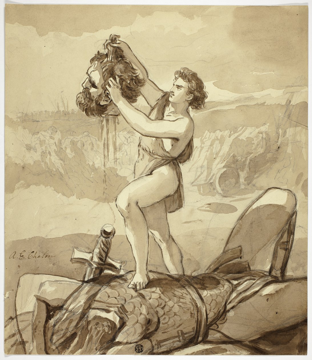 David und Goliath von Alfred Edward Chalon
