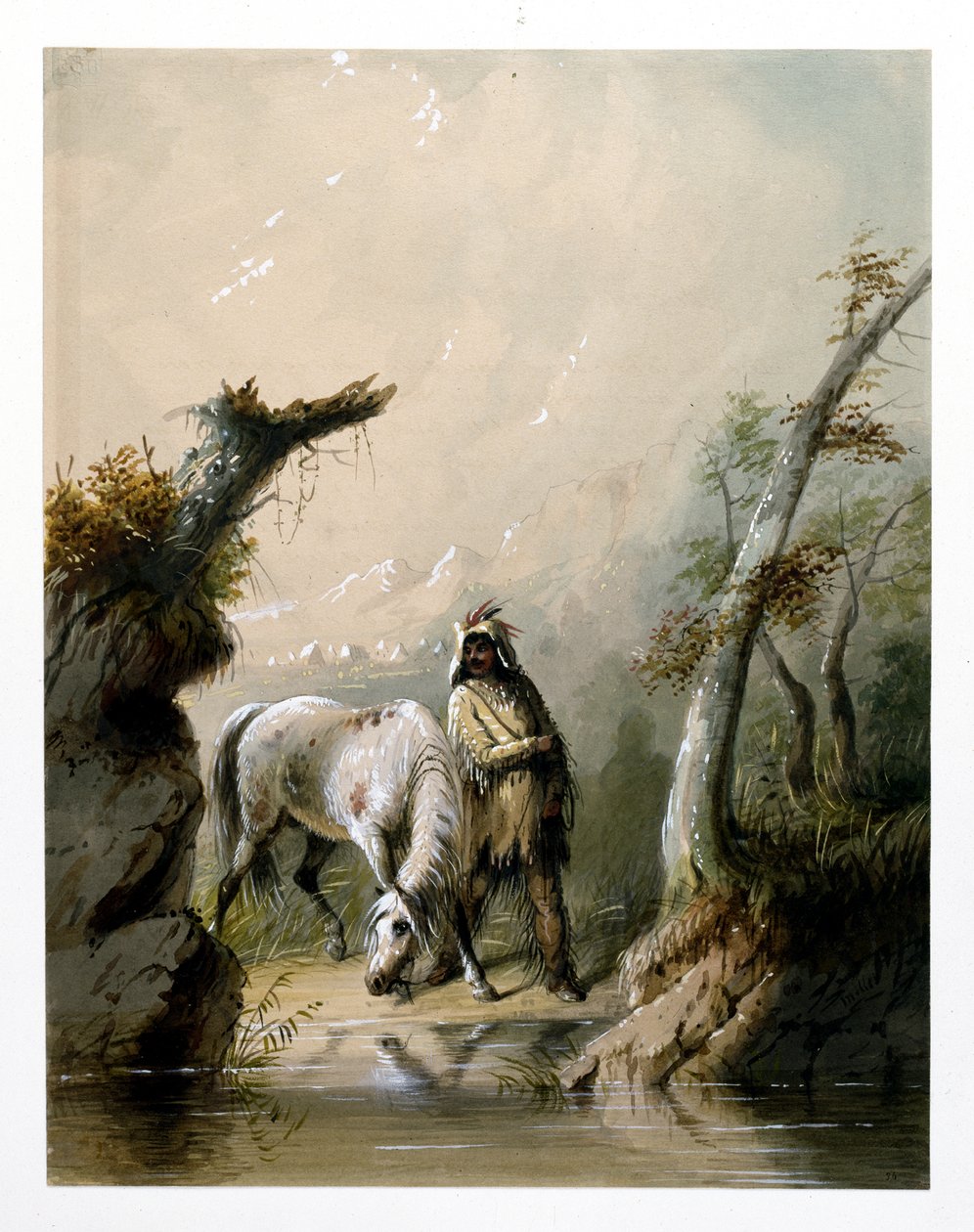 Auguste und sein Pferd von Alfred Jacob Miller
