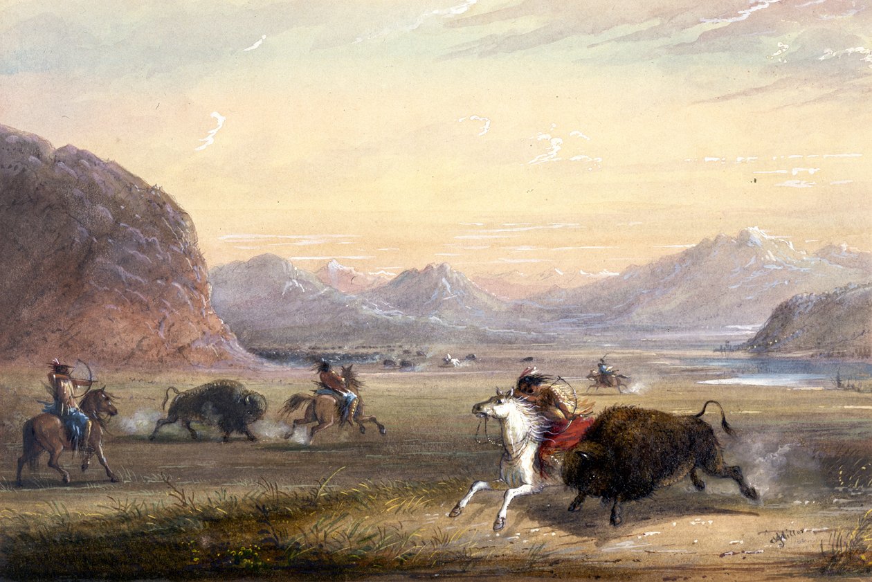 Büffeljagd, nahe Independence Rock von Alfred Jacob Miller