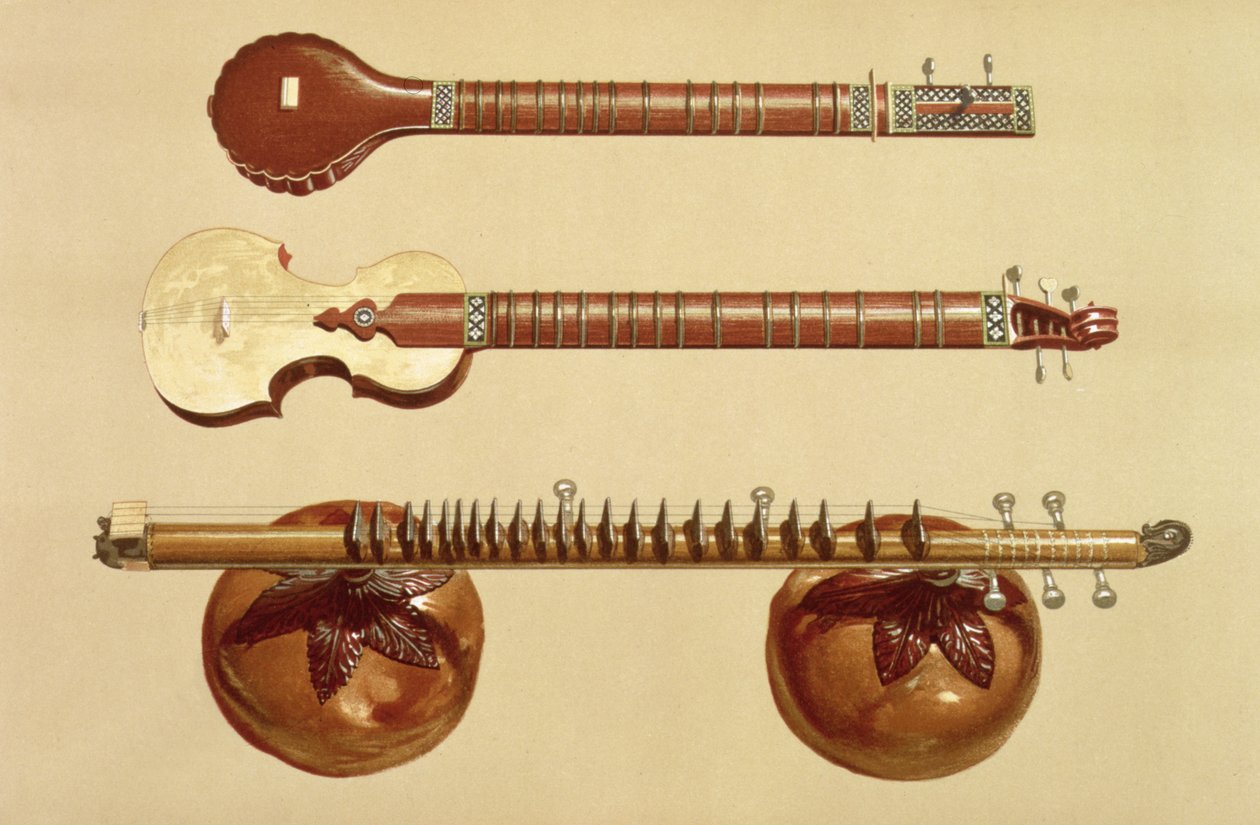 Zwei Sitars und eine Rudra Vina, indisch, aus 