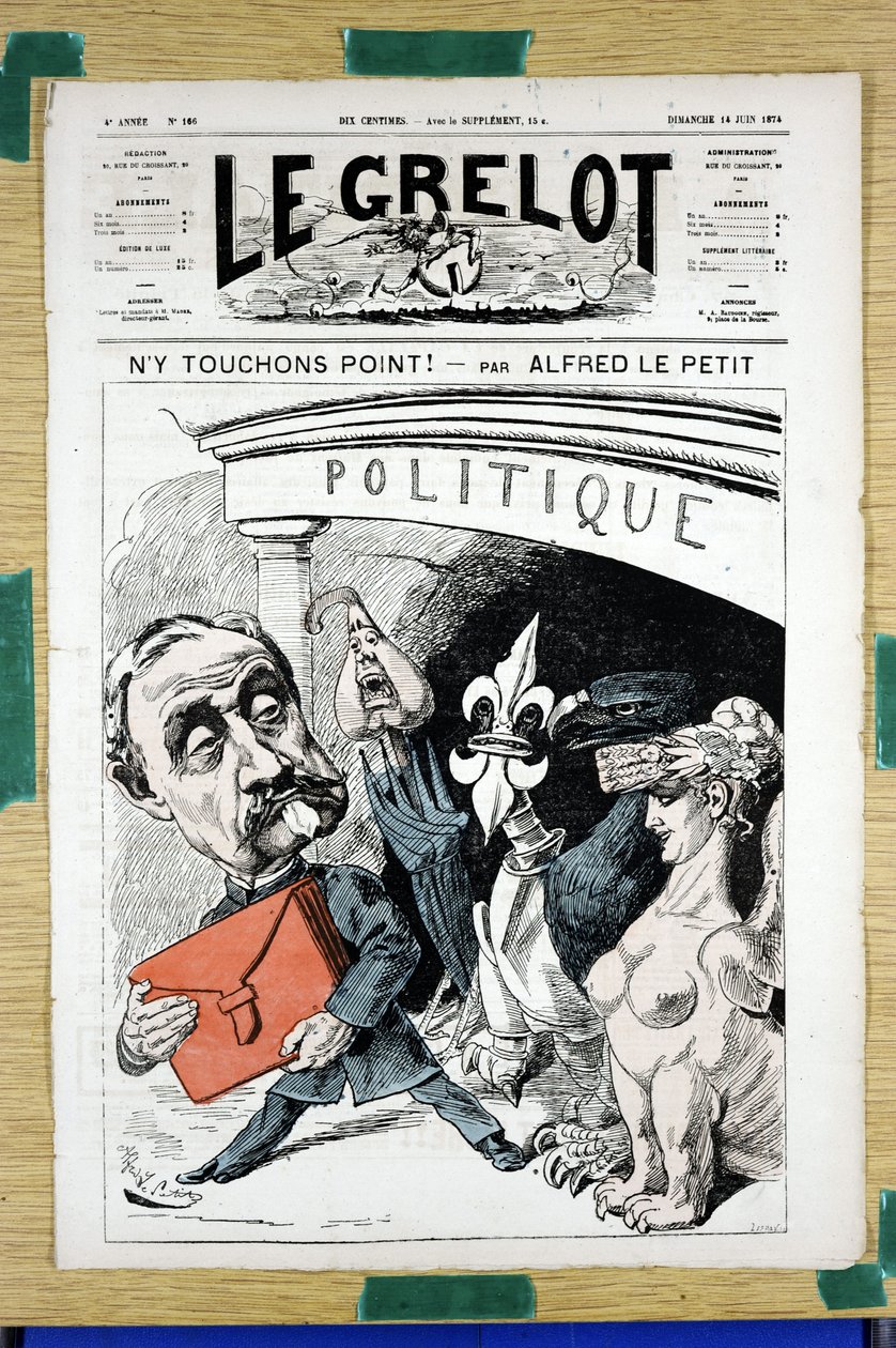 Titelblatt von Le Grelot, Nummer 166, Satirisch in Farben von Alfred Le Petit