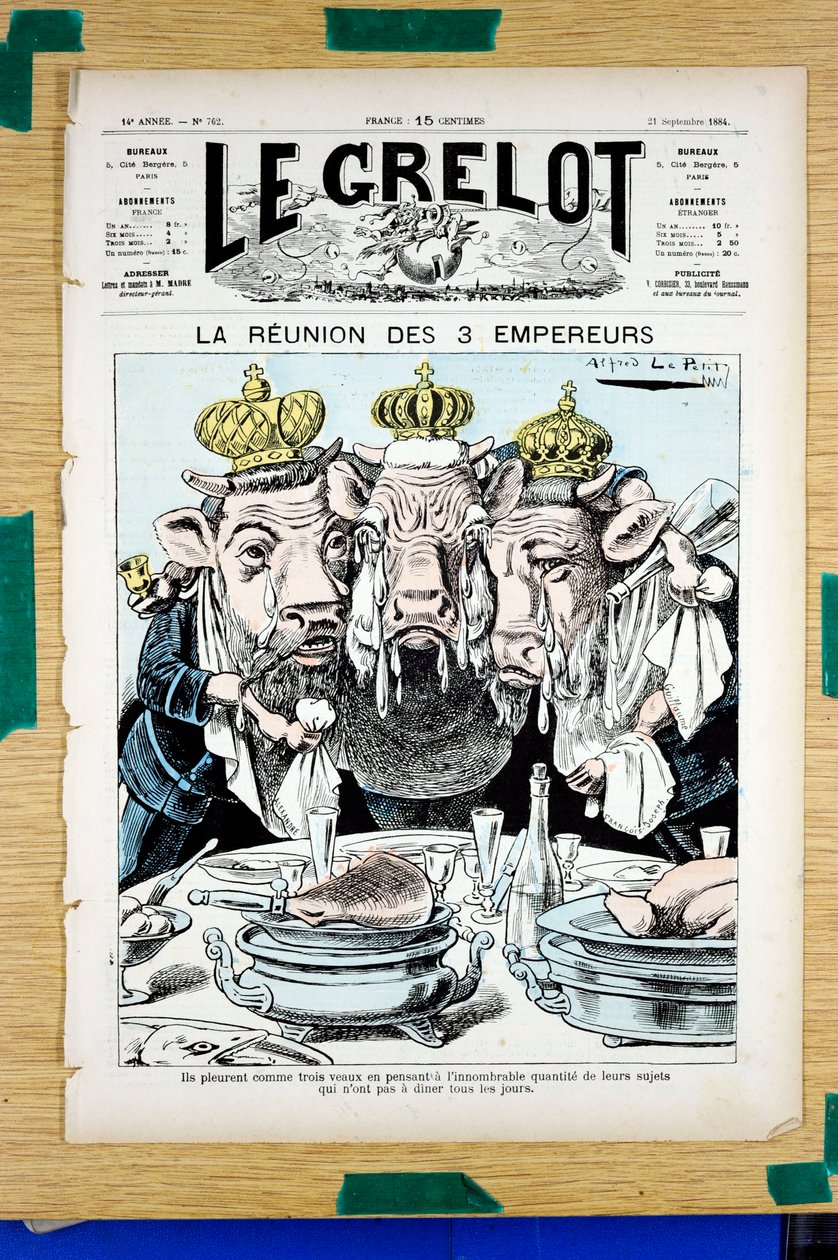 Titelblatt von „The Grelot“, Satirisch in Farben von Alfred Le Petit