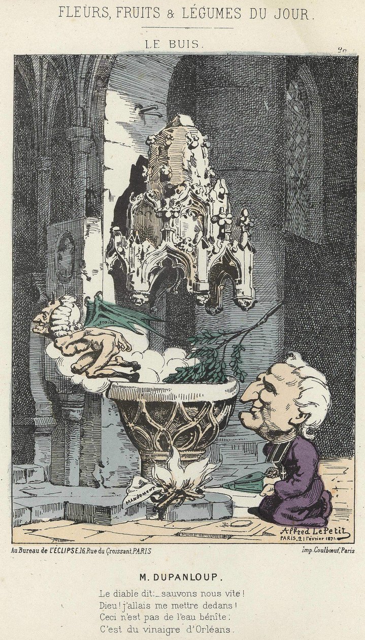 Le Boxis: Karikatur über Dupanloup - ill. vom 21/02/1871 in „Blumen, Früchte und Gemüse des Tages“ von Alfred Le Petit