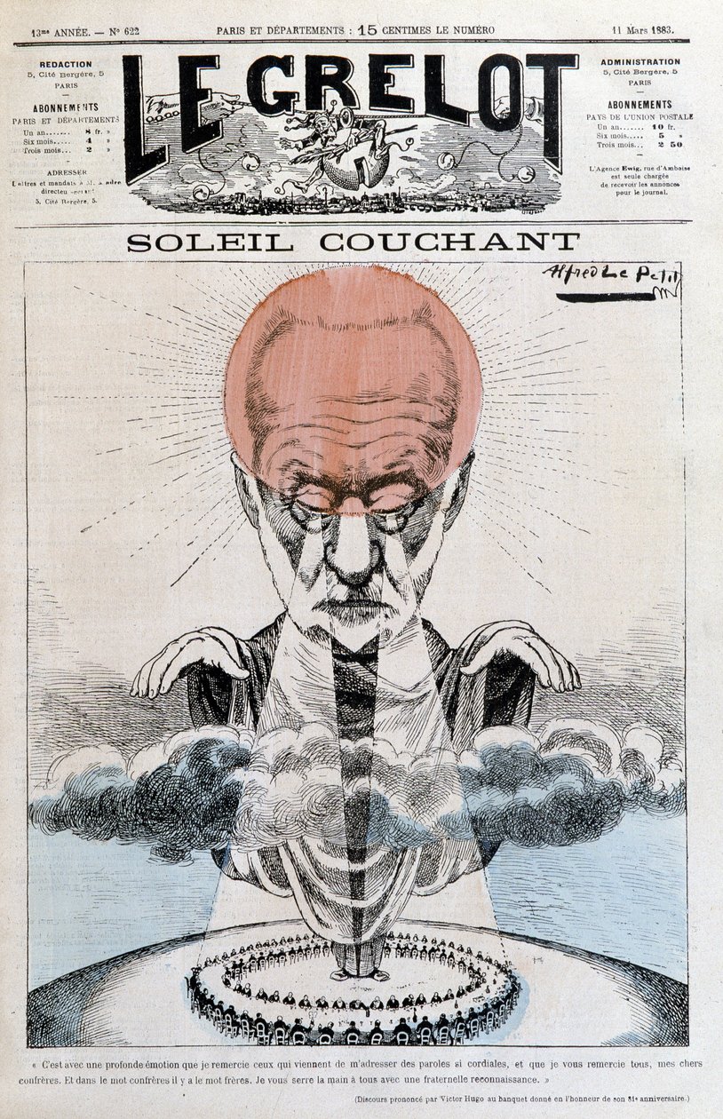 Sonnenuntergang: Victor Hugo - von Alfred Le Pepetit, in „Le Grelot“ vom 11.03.1883 von Alfred Le Petit