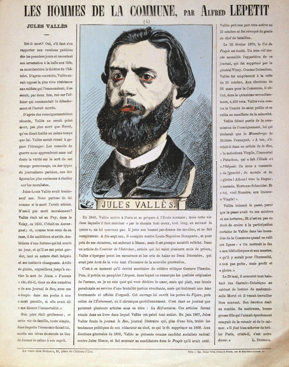 Jules Vallès, französischer Journalist, Autor und Mitglied der Pariser Kommune, 1871 von Alfred Lepetit