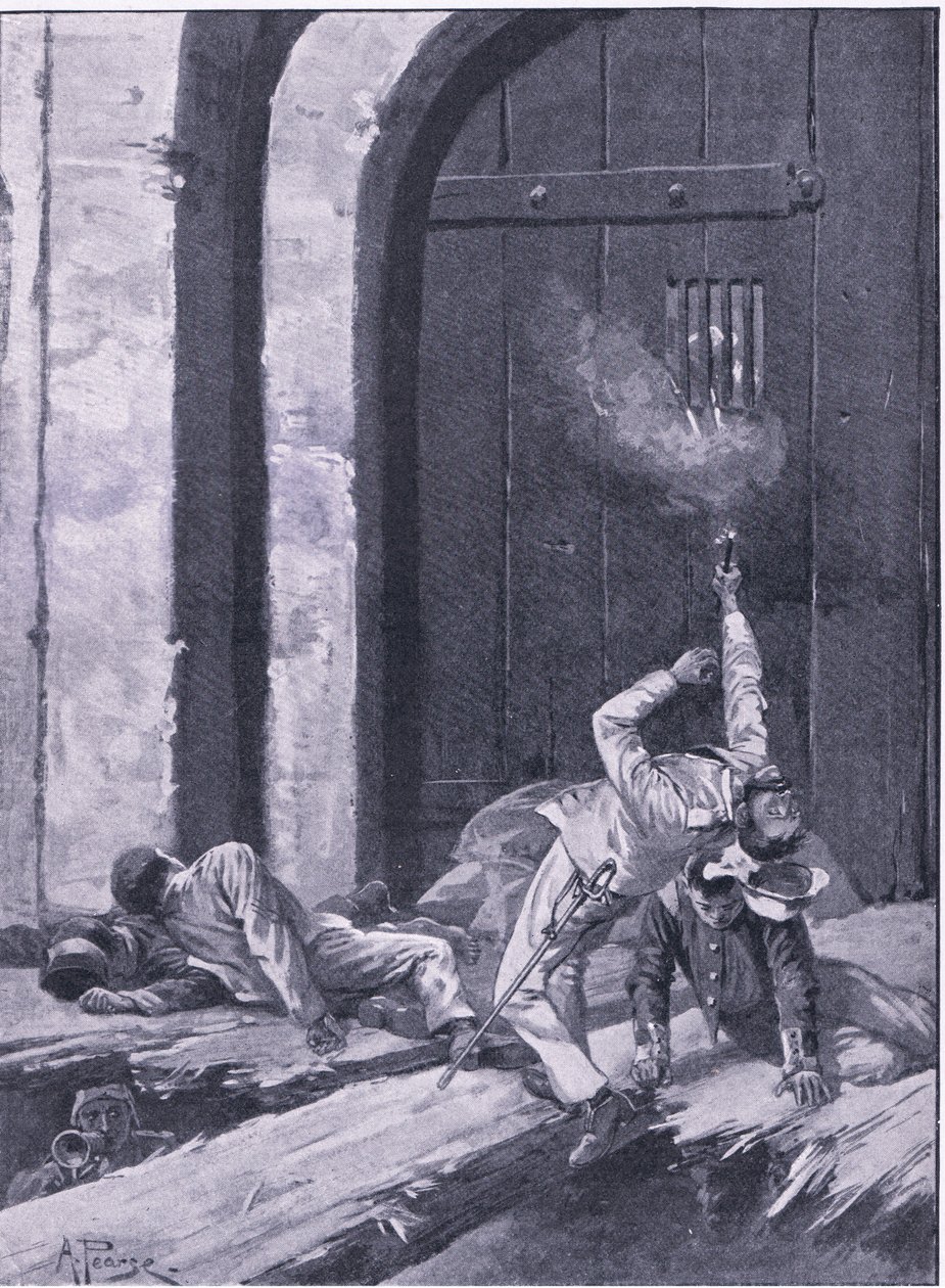Delhi: Leutnant Salkeld, Bengal Engineers sprengen das Kaschmir-Tor, Illustration aus British Battles on Land and Sea, 1915 von Alfred Pearse