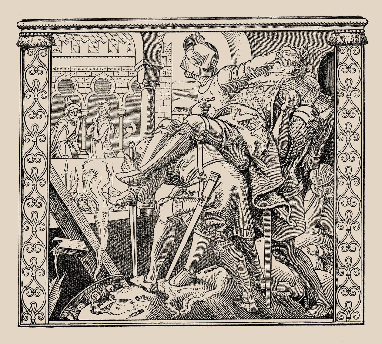 Die Nibelungen. Wie Rudigers Leiche Krimhild präsentiert wird von Alfred Rethel