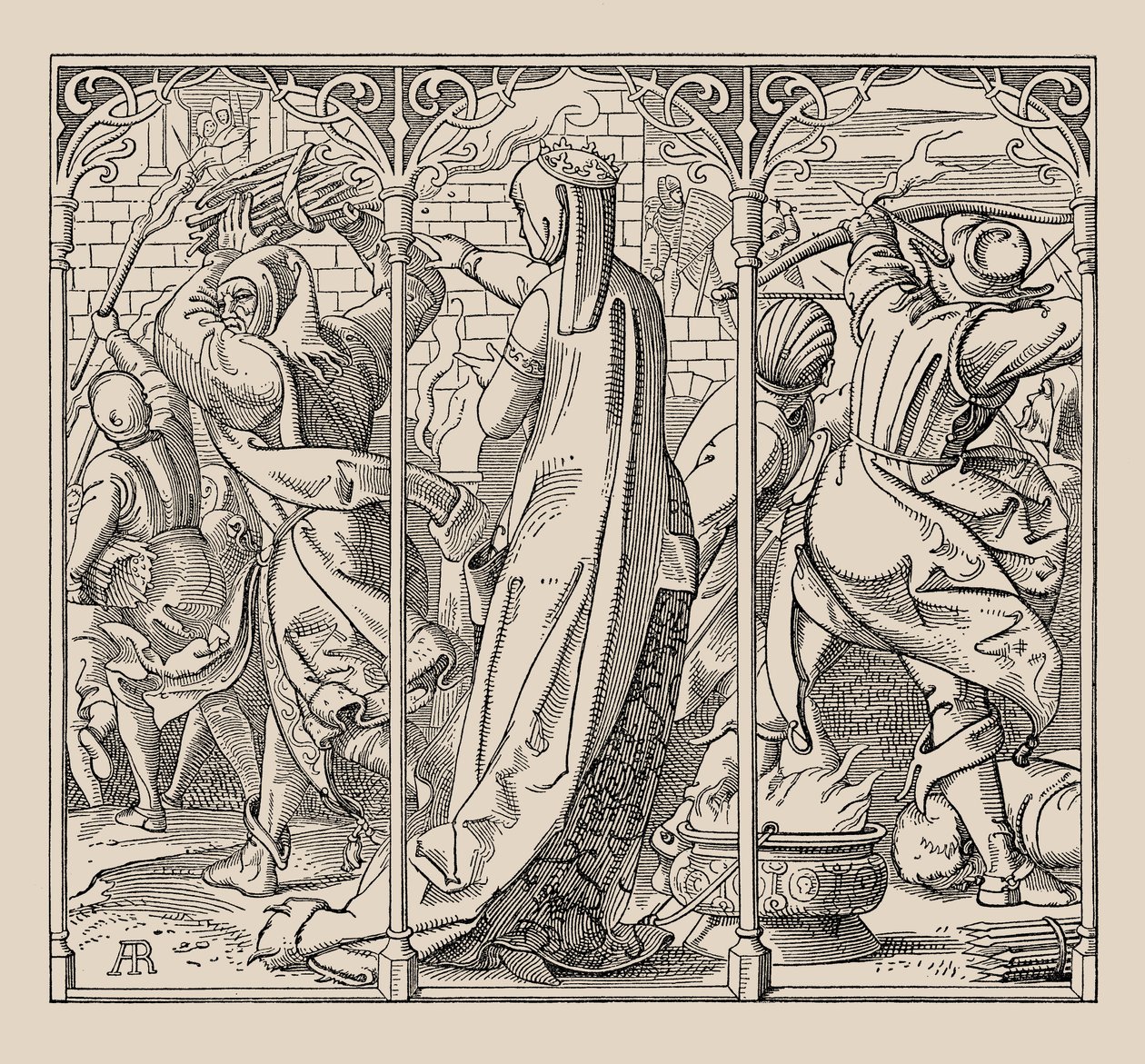 Die Nibelungen. Wie die Königin befahl, die Halle niederzubrennen, 1840-1841 von Alfred Rethel