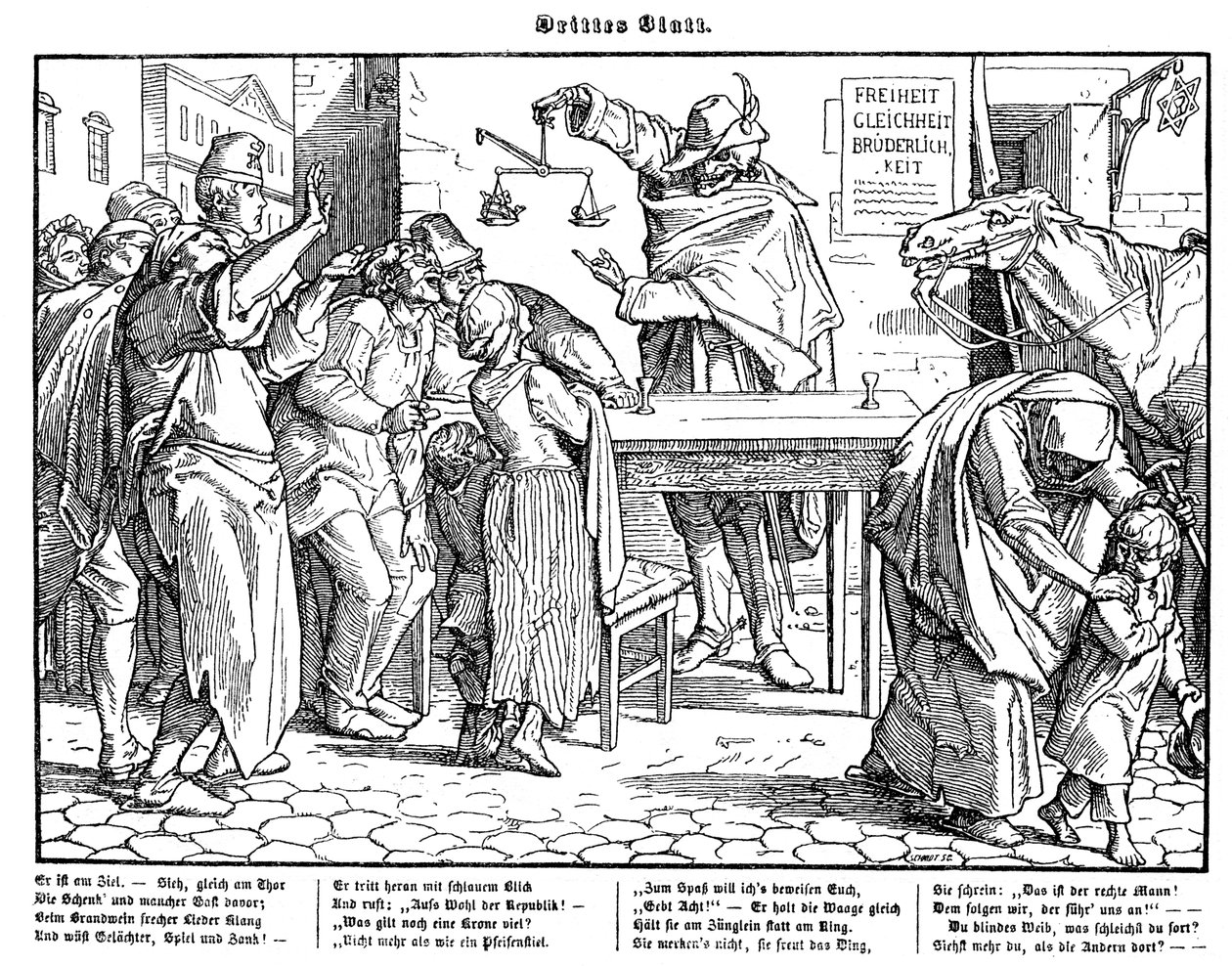Totentanz 1848: Der Tod beweist, dass alle Menschen gleich sind von Alfred Rethel