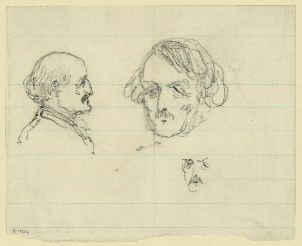 Drei Büstenporträts, darunter Benjamin Butler von Alfred Rudolph Waud