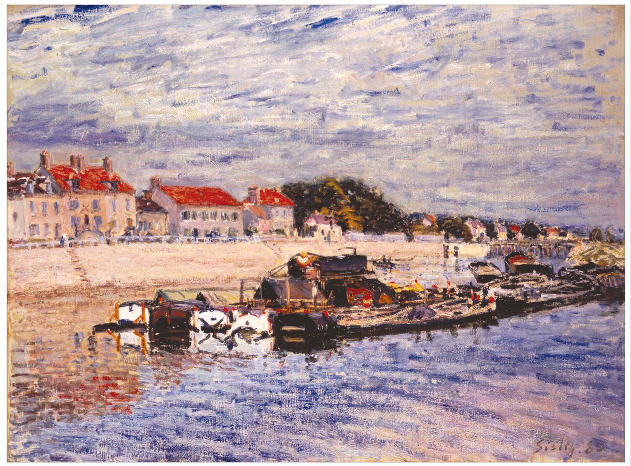 Lastkähne auf der Loing bei Saint-Mammès von Alfred Sisley