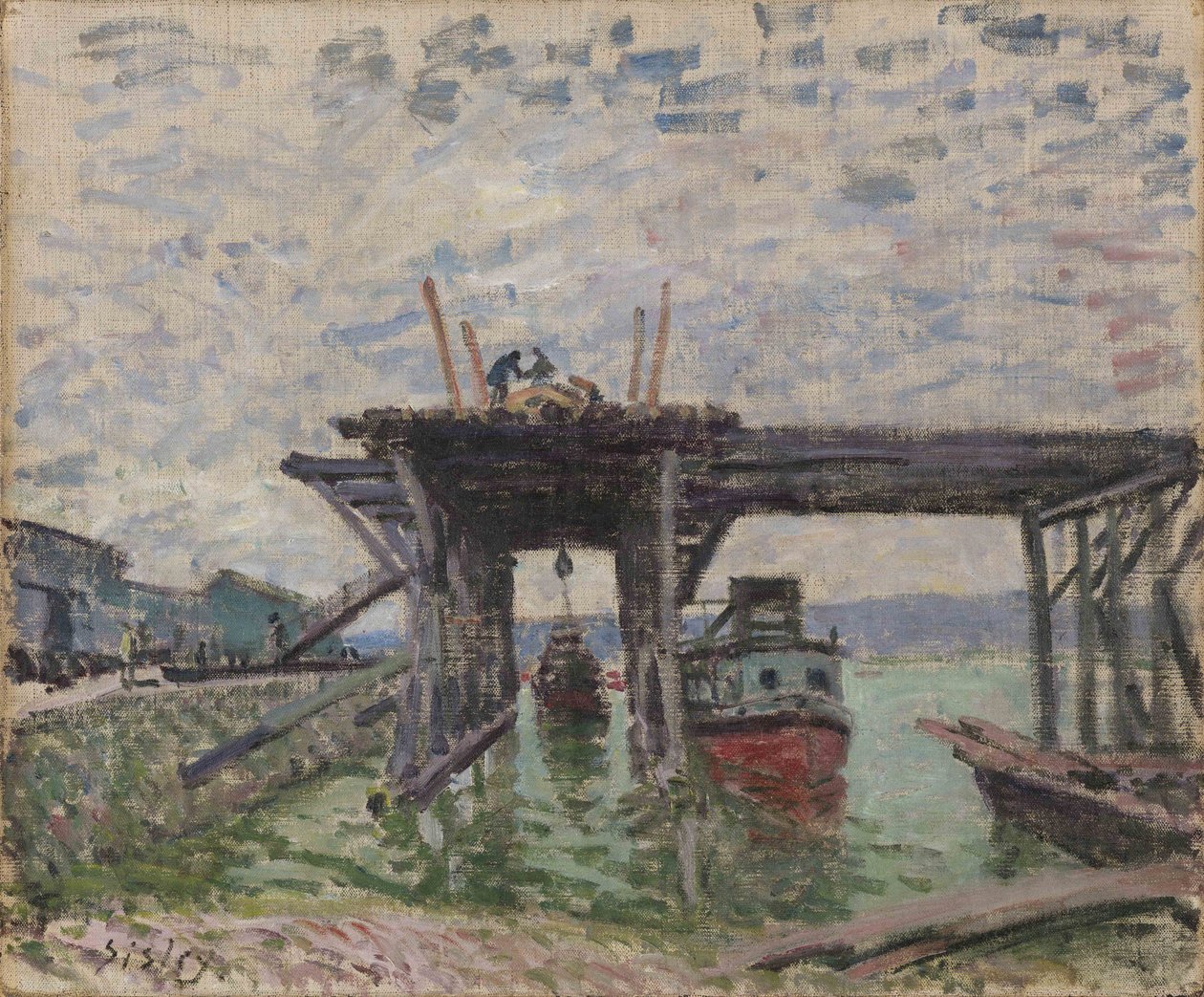 Brücke im Bau von Alfred Sisley