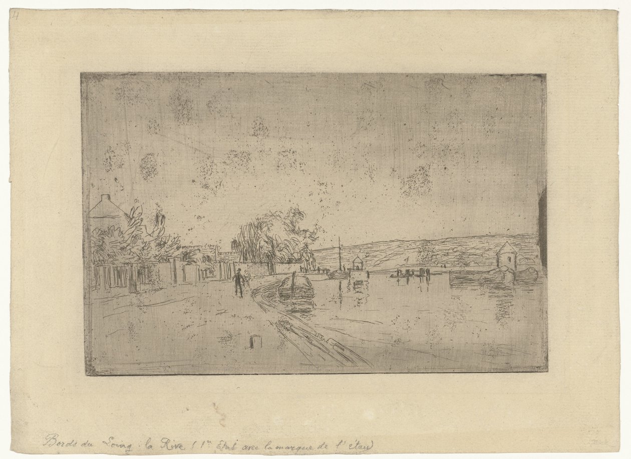 Ansicht des Flusses Loing mit Booten vom Ufer aus von Alfred Sisley