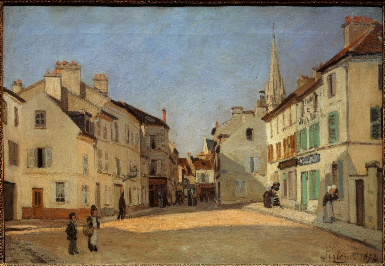 Rue de la Chaussée à Argenteuil, dit Place à Argenteuil von Alfred Sisley