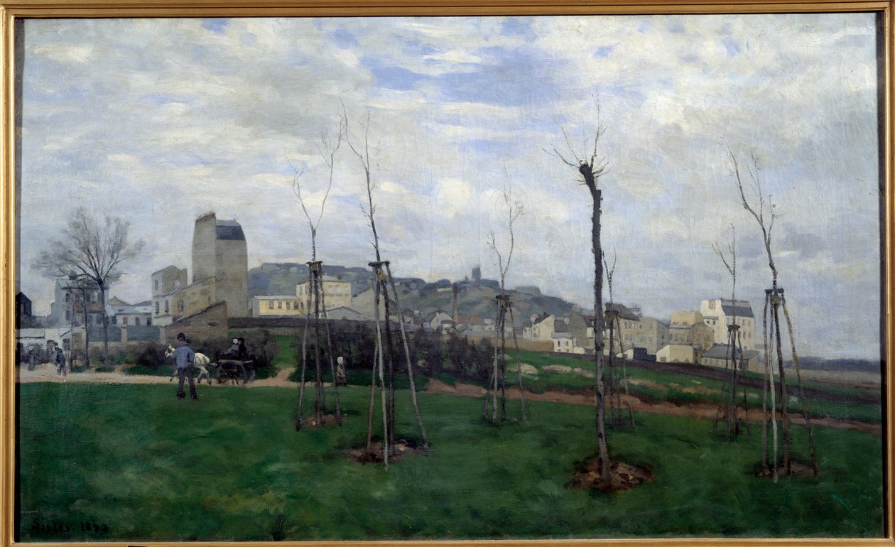 Blick auf Montmartre von der Blumenstadt in Batignolles von Alfred Sisley