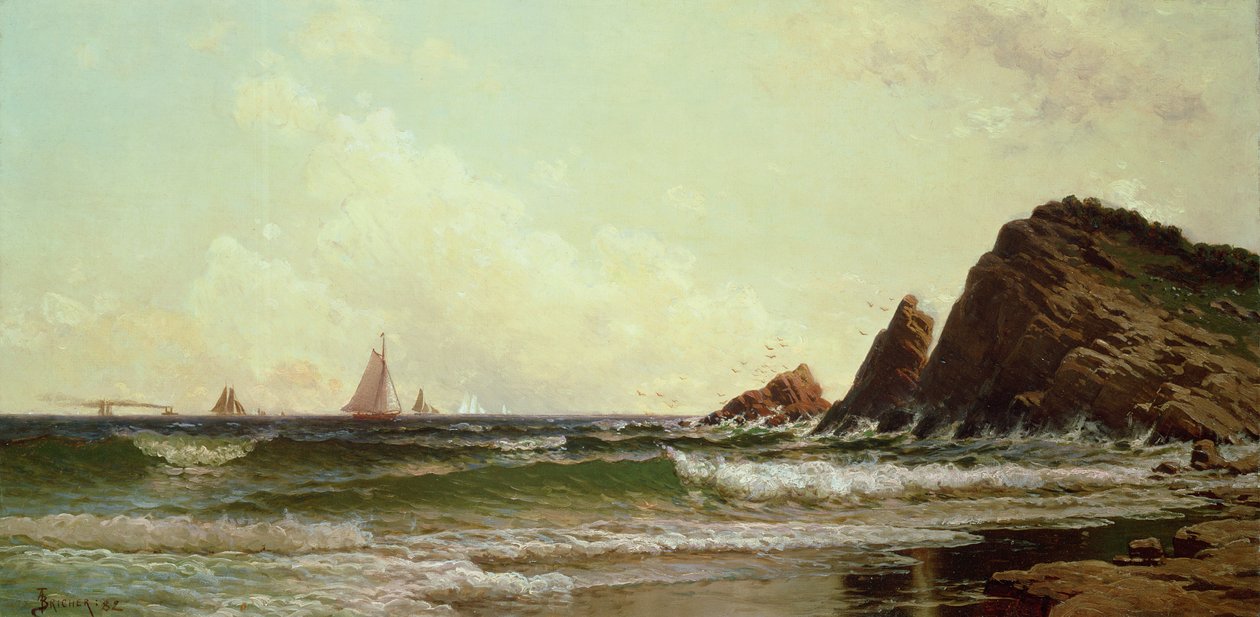 Klippen am Cape Elizabeth, Portland Harbour, Maine, 1882 von Alfred Thompson Bricher