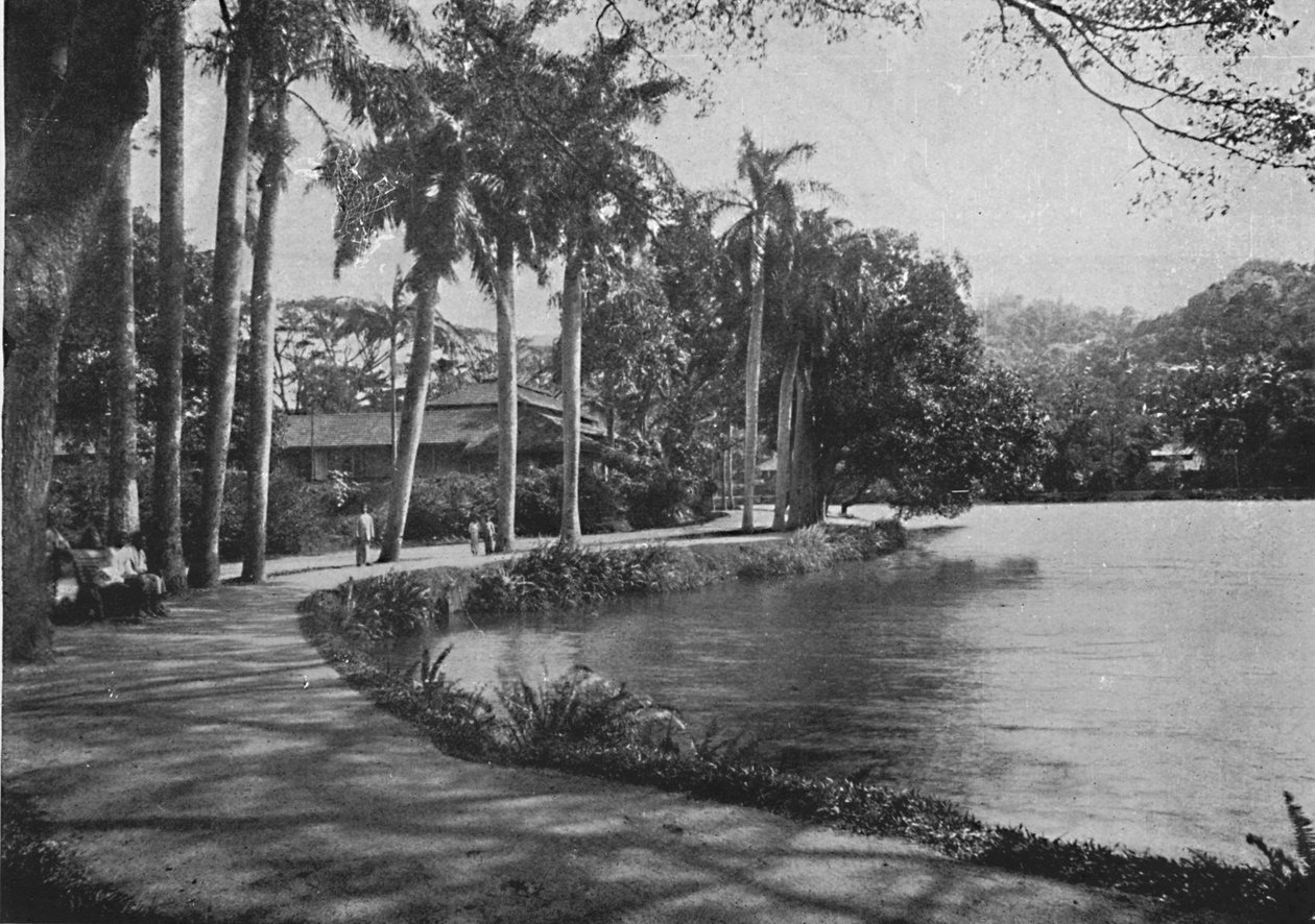 Kandy-See und Fahrt, um 1890, 1910 von Alfred William Amandus Plate