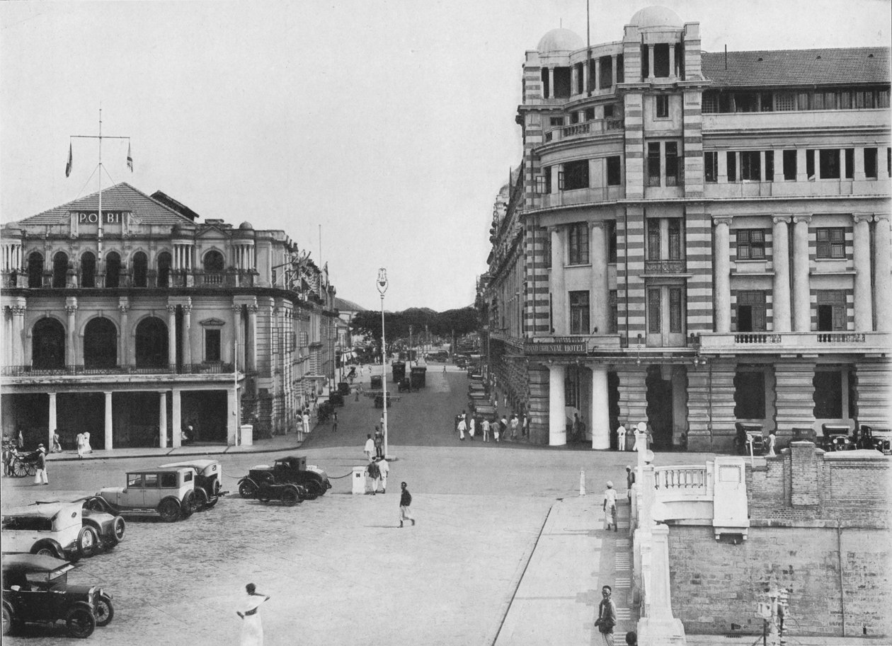 Das Grand Oriental Hotel und P. & O. Gebäude, Ceylon, ca. 1890, 1910 von Alfred William Amandus Plate