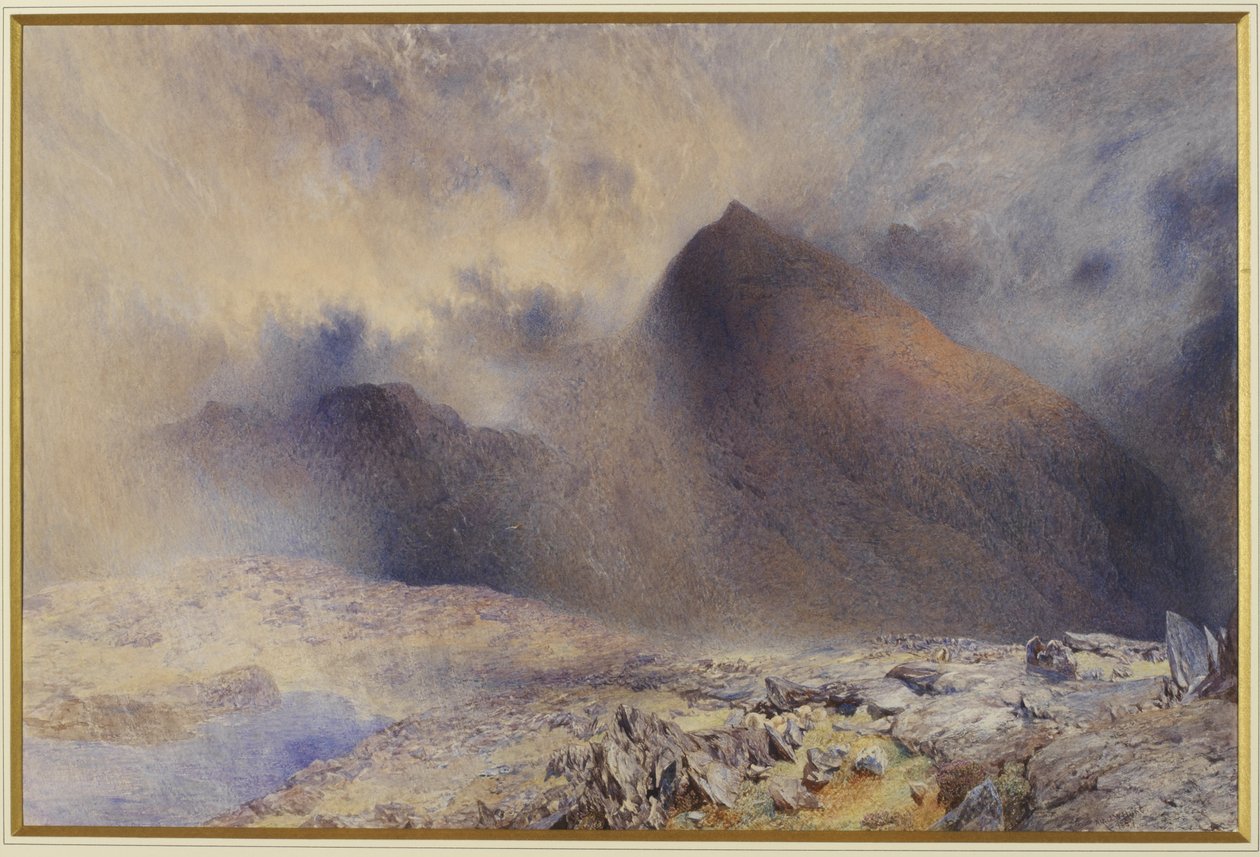 Mount Snowdon durch aufklarende Wolken, 1857 von Alfred William Hunt
