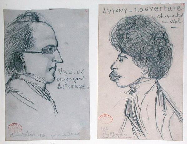 Porträts von Charles Nodier oder Gustave Planche und Alexandre Dumas Père von Alfred de Musset