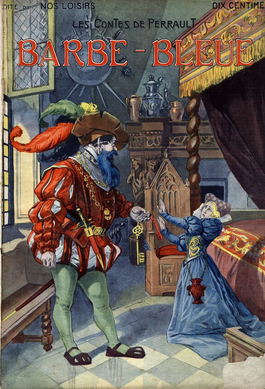 Blaubart, Märchen von Charles Perrault (1628-1703). Illustration von Vaccari und Carrey in „Les beaux tales“ Sammlung „Nos loisirs“ um 1910. Private Sammlung. von Alfredo and Carrey Vaccari