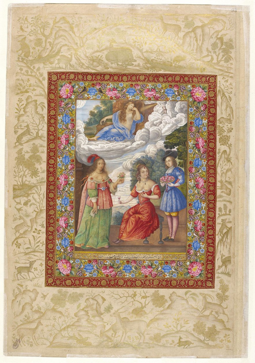 Albumgemälde aus dem St. Petersburger "Muraqqa" (Russische Akademie der Wissenschaften E-14 f.93a) von Ali Quli Jabbadar