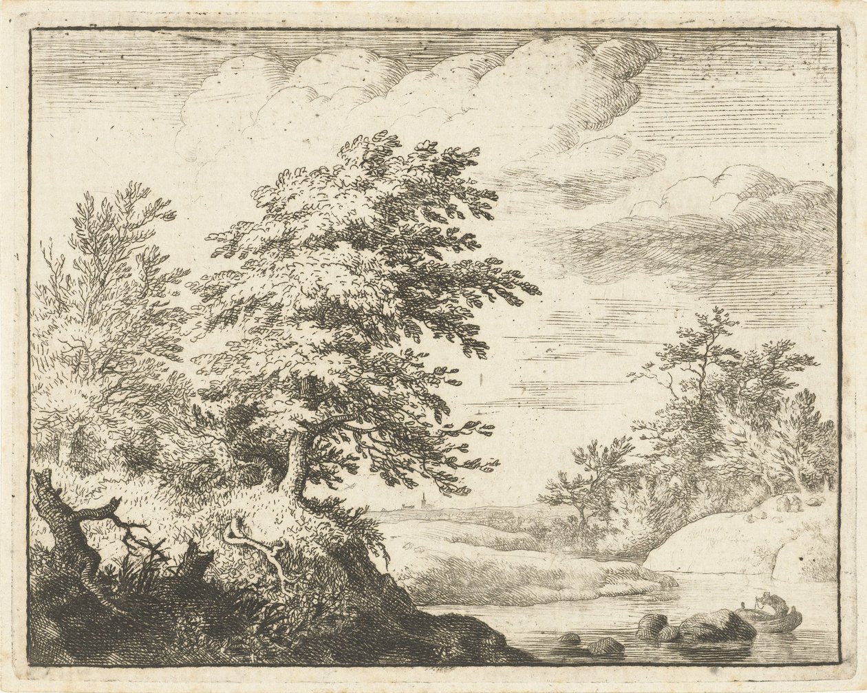 Flusslandschaft mit Ruderboot von Allaert van Everdingen