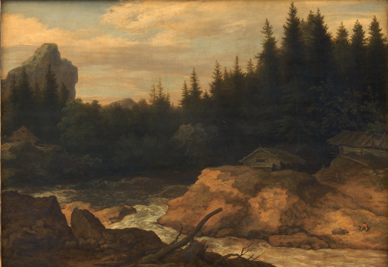 Der Fluss im Kiefernwald von Allaert van Everdingen
