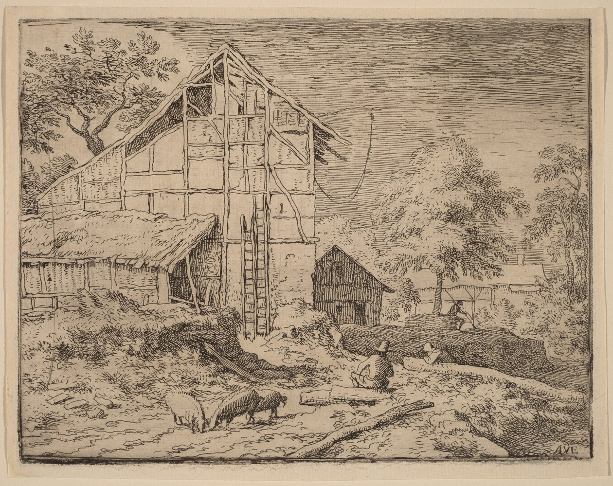 Hütte mit zwei Leitern von Allart van Everdingen