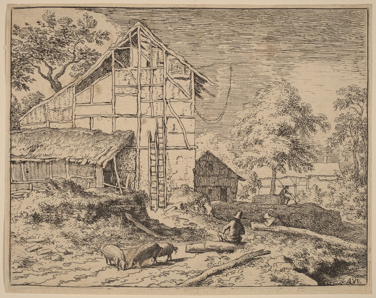 Hütte mit zwei Leitern von Allart van Everdingen