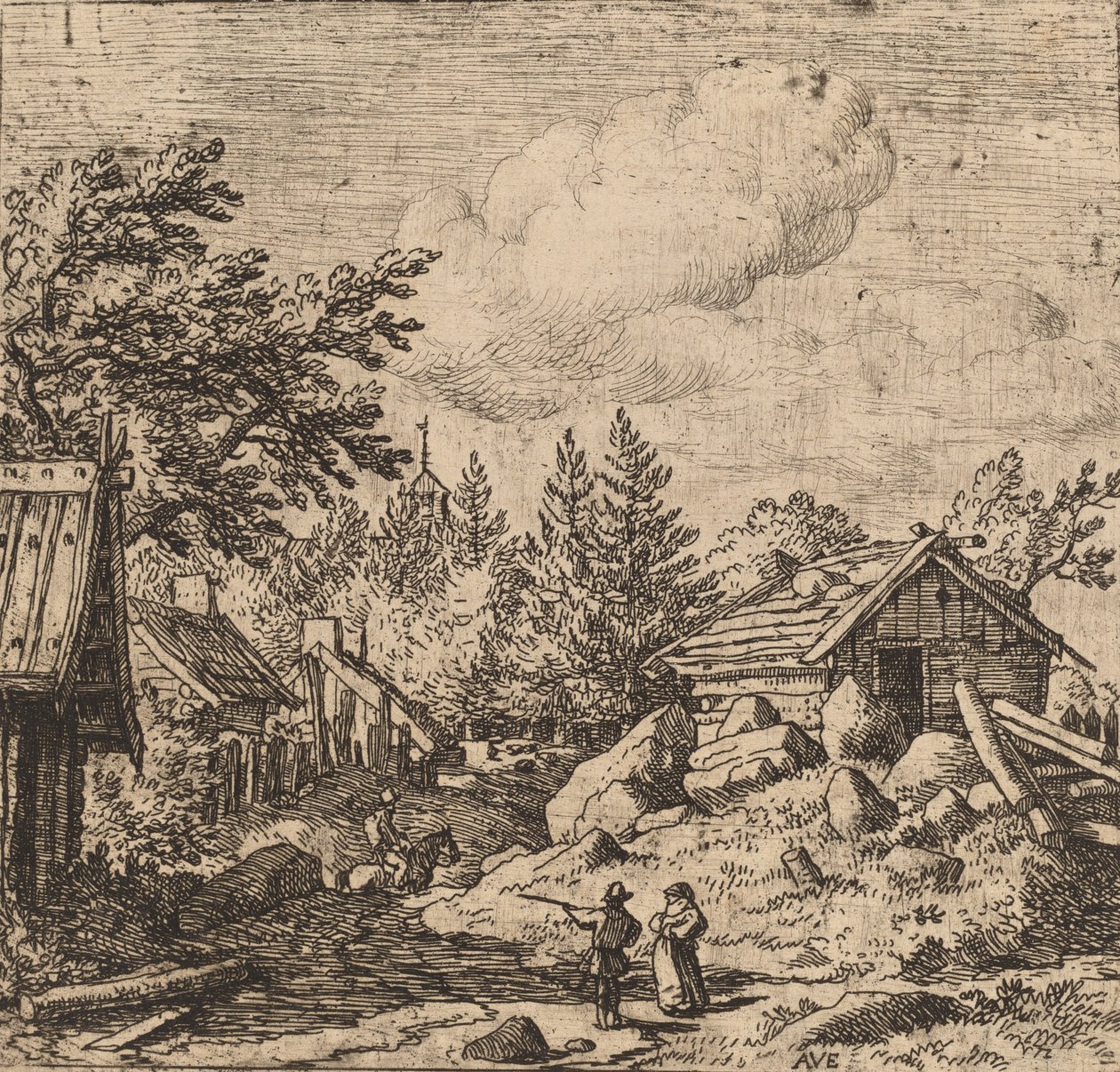 Hamlet auf bergigem Gelände, wahrscheinlich ca. 1645-1656 von Allart van Everdingen