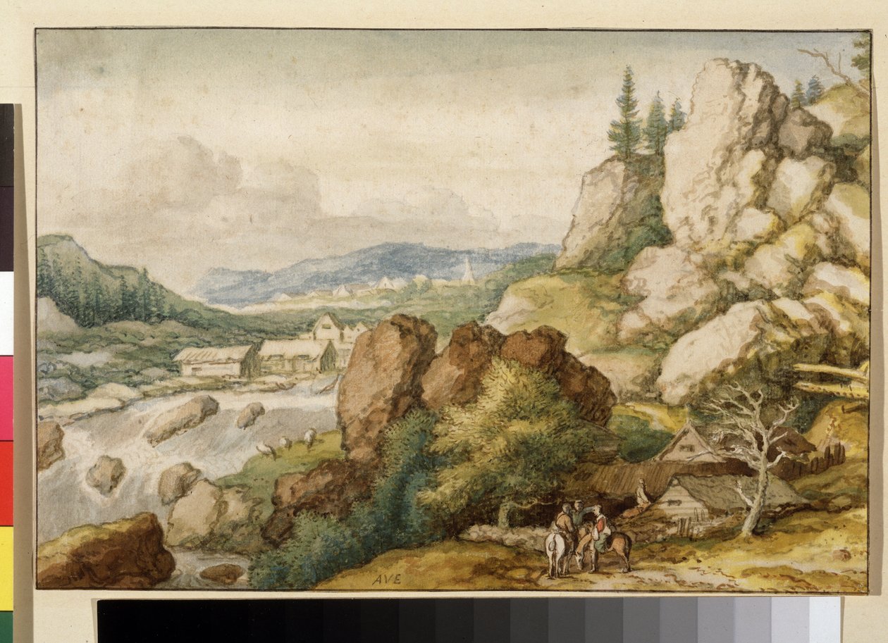 Landschaft mit drei Reitern von Allart van Everdingen