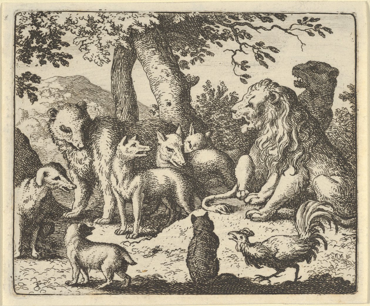 Renard entlastet sich von seinen Verbrechen vor dem Löwen, 1650-75 von Allart van Everdingen