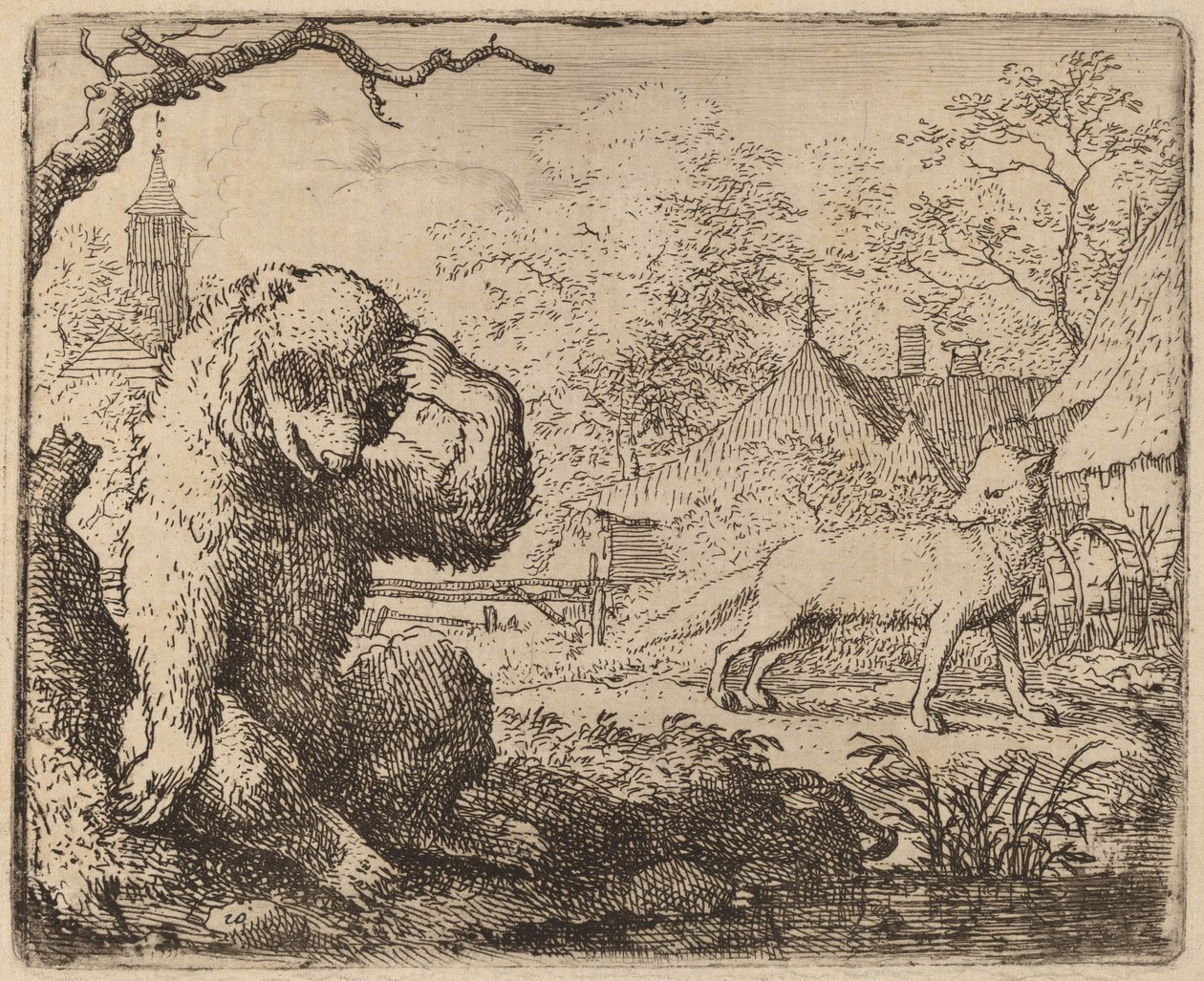 Reynard verspottet den kläglichen Bären, wahrscheinlich um 1645-1656 von Allart van Everdingen