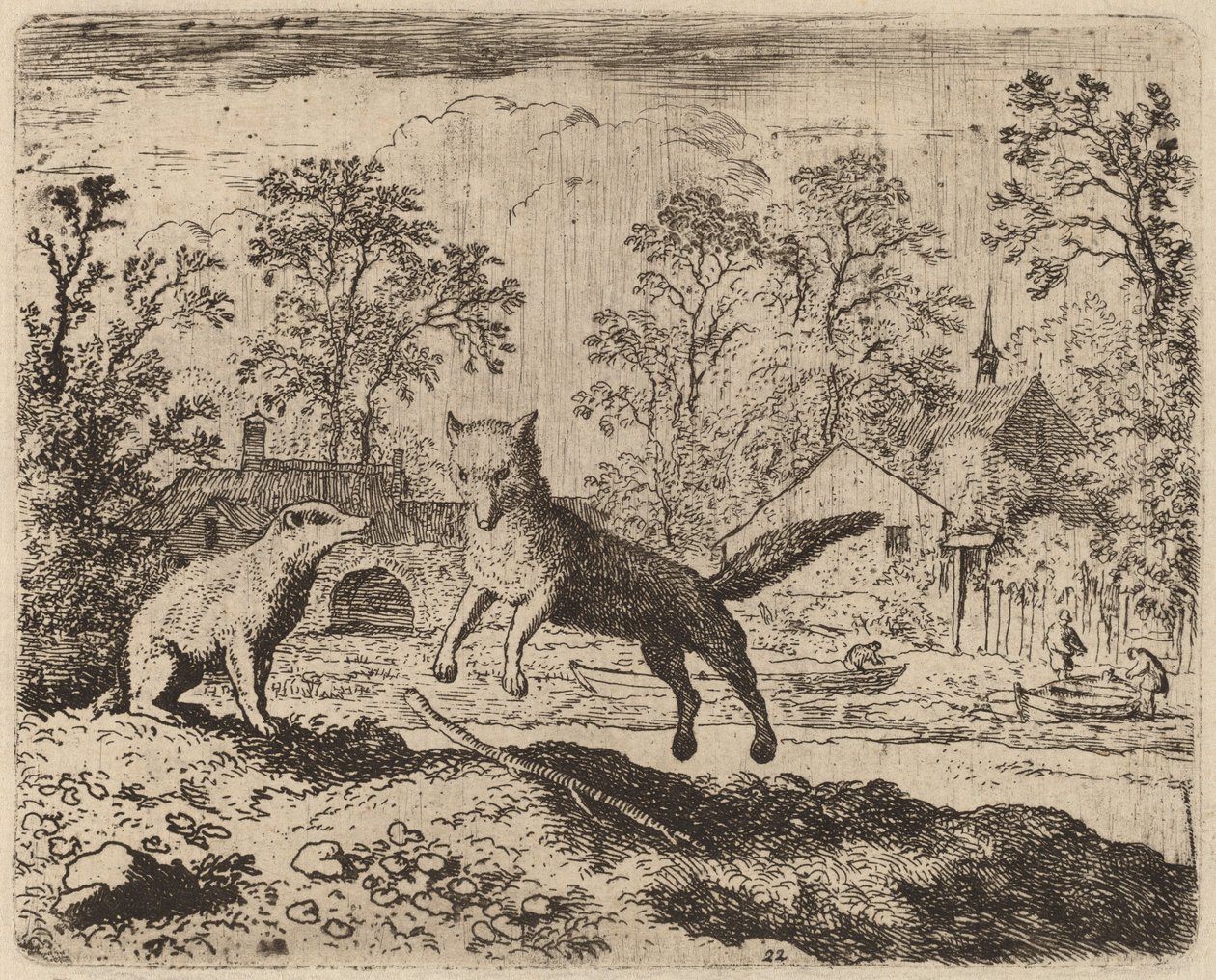 Der Dachs verhängt eine Buße über Reynard, wahrscheinlich um 1645-1656 von Allart van Everdingen