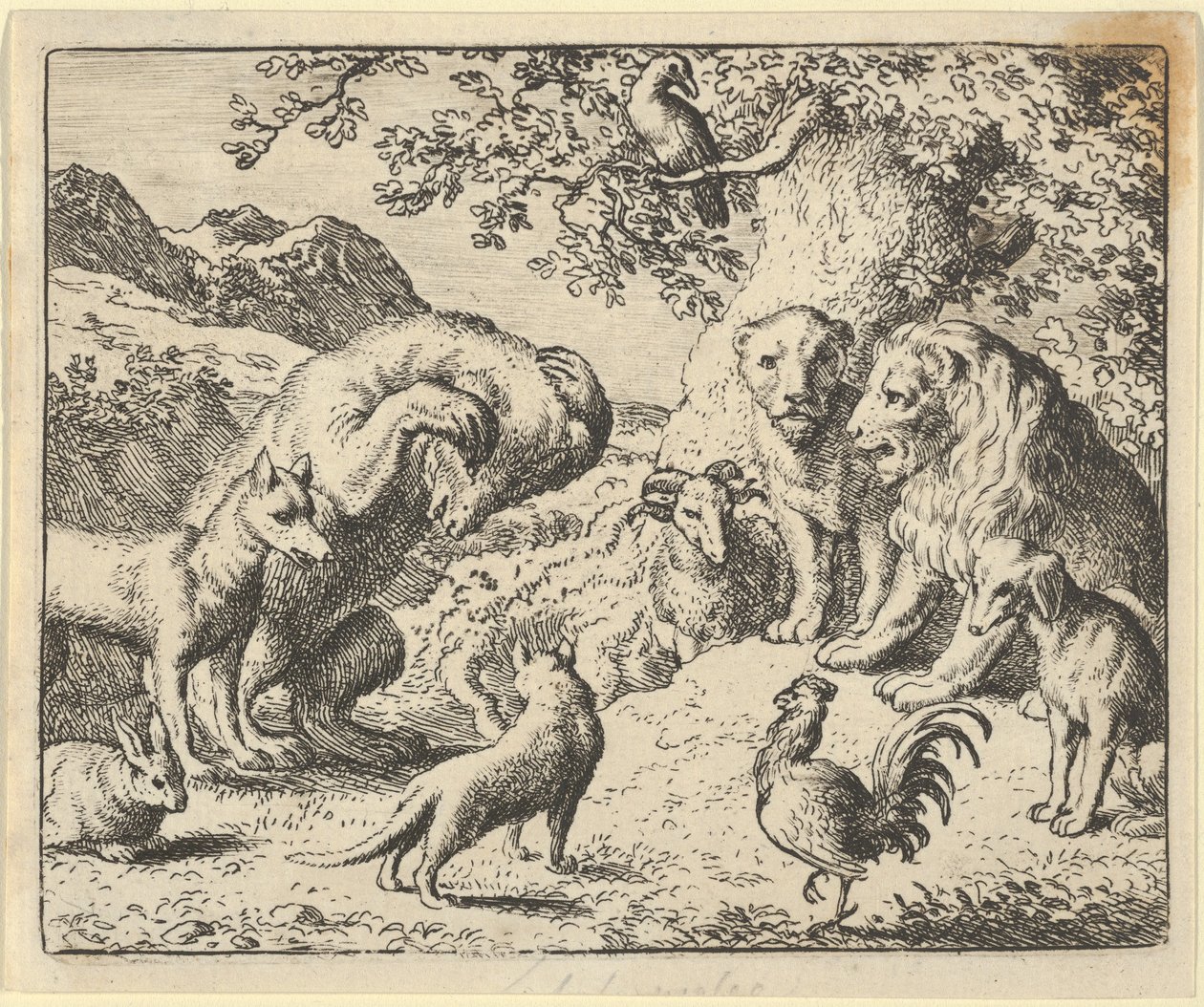 Der Bär sucht Gerechtigkeit beim Löwen gegen Renard, 1650-75 von Allart van Everdingen